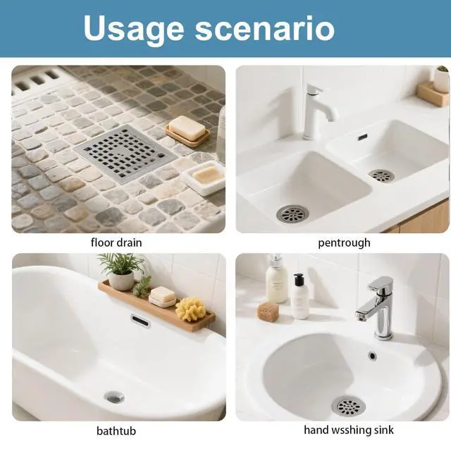 Alt view image 5 of 6 - 50Pcs Disposable Shower Drain Hair Stickers, Waterproof Disposable Hair Drain Catcher, 4"x4" Sink Drain Strainer Screen Catcher for Bathroom Bathtub Laundry Kitchen