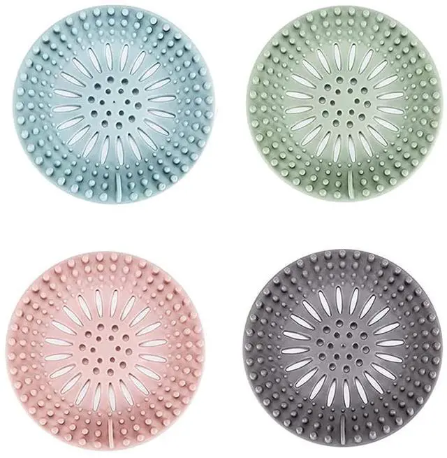 Main image of Shower Drain Hair Catcher, Bathroom Sink Drain Strainers, Durable Silicone Hair Stopper, Drain Cover Strainer to Catch Hair Easy to Install and Clean Suit for Bathtub Kitchen Sink Shower Floor (4Pcs)