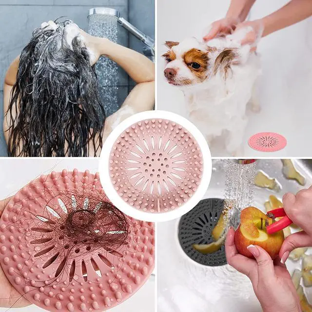 Alt view image 5 of 5 - Shower Drain Hair Catcher, Bathroom Sink Drain Strainers, Durable Silicone Hair Stopper, Drain Cover Strainer to Catch Hair Easy to Install and Clean Suit for Bathtub Kitchen Sink Shower Floor (4Pcs)