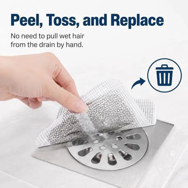 Alt view image 4 of 7 - 30 PCS Shower Drain Hair Catcher Stickers, Disposable Mesh for Flat Drains