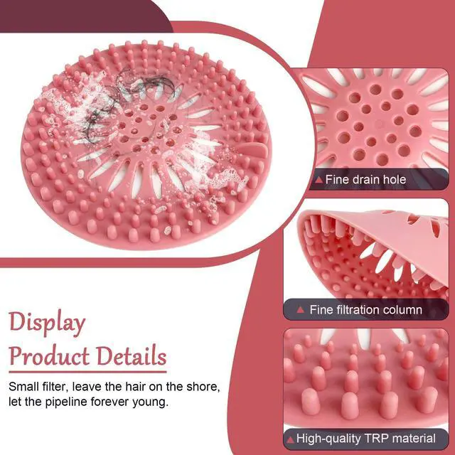 Alt view image 3 of 7 - Bathroom Sink Drain Strainers, Hair Catcher Shower Drain Covers Protector - Flexible TPR Material, Multi-Color for Tub Shower Sink, 6 Pack