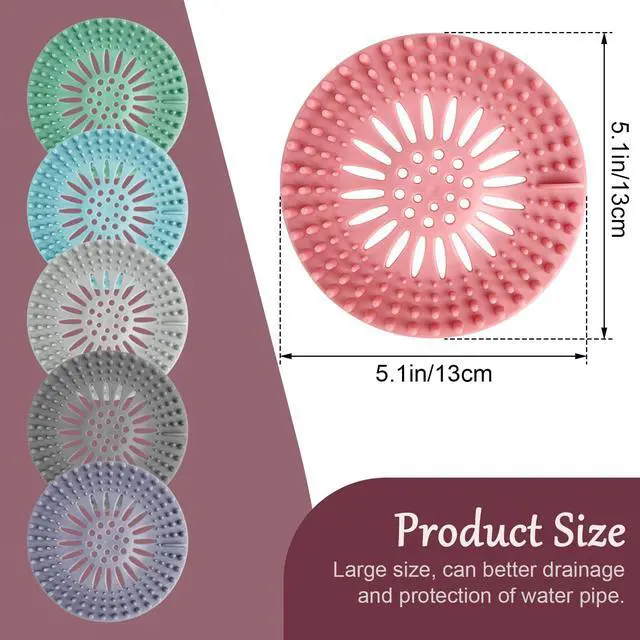 Alt view image 2 of 7 - Bathroom Sink Drain Strainers, Hair Catcher Shower Drain Covers Protector - Flexible TPR Material, Multi-Color for Tub Shower Sink, 6 Pack