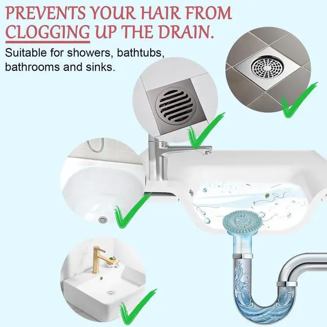 Alt view image 4 of 7 - Bathroom Sink Drain Strainers, Hair Catcher Shower Drain Covers Protector - Flexible TPR Material, Multi-Color for Tub Shower Sink, 6 Pack