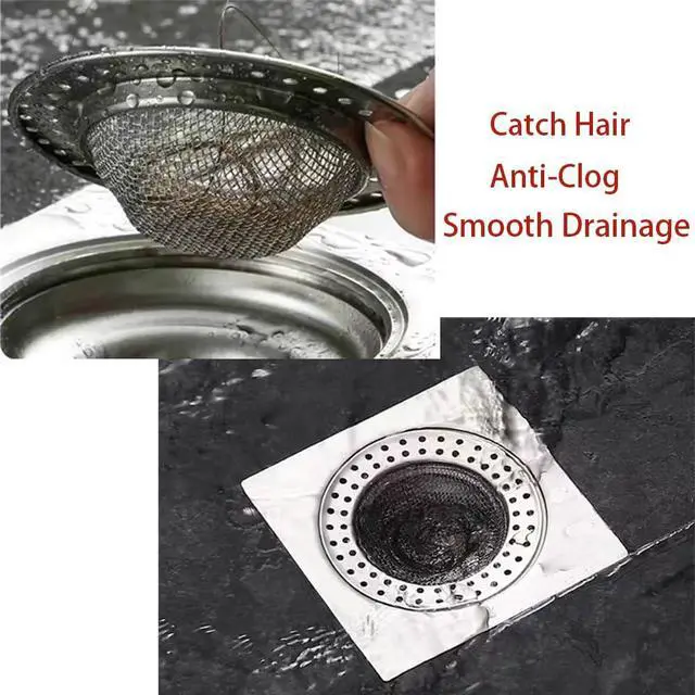 Alt view image 3 of 5 - Shower Drain Hair Catcher, Shower Drain Basket, Easy to Clean Stainless Steel Mesh Hair Trap, Reusable Anti-Clog Drain Strainer Filter for Bathroom Sink, Shower & Tub, Fits 3-Inch Inner Diameter Holes