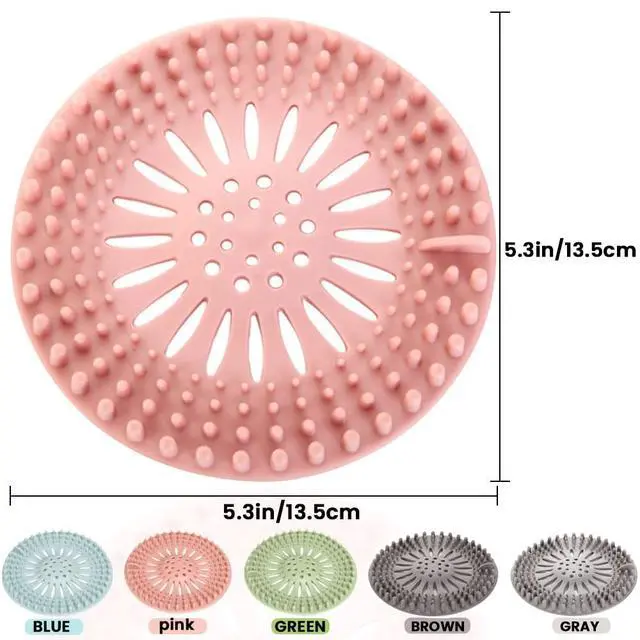 Alt view image 4 of 6 - 5 Pack Hair Catcher Durable Silicone Hair Stopper Shower Drain Covers, Easy to Install and Clean for Bathroom Bathtub Kitchen