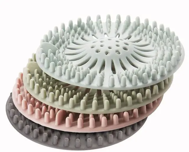Main image of Shower Drain Hair Catcher 4 Pack Silicone Bathtub Drain Cover, Hair Catcher for Shower Drain, Anti-Clog Drain Protector for Bathroom Tub, Kitchen Sink & Laundry, Flexible Reusable Drain Strainer