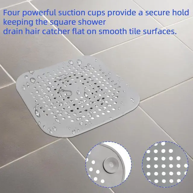 Alt view image 2 of 7 - Bathtub Drain Hair Catcher 4 Pack, Silicone Stopper with Suction Cup