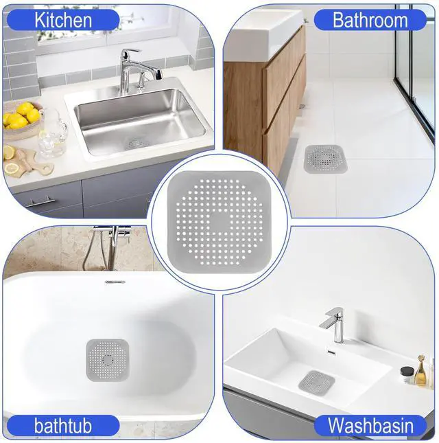 Alt view image 5 of 7 - Bathtub Drain Hair Catcher 4 Pack, Silicone Stopper with Suction Cup