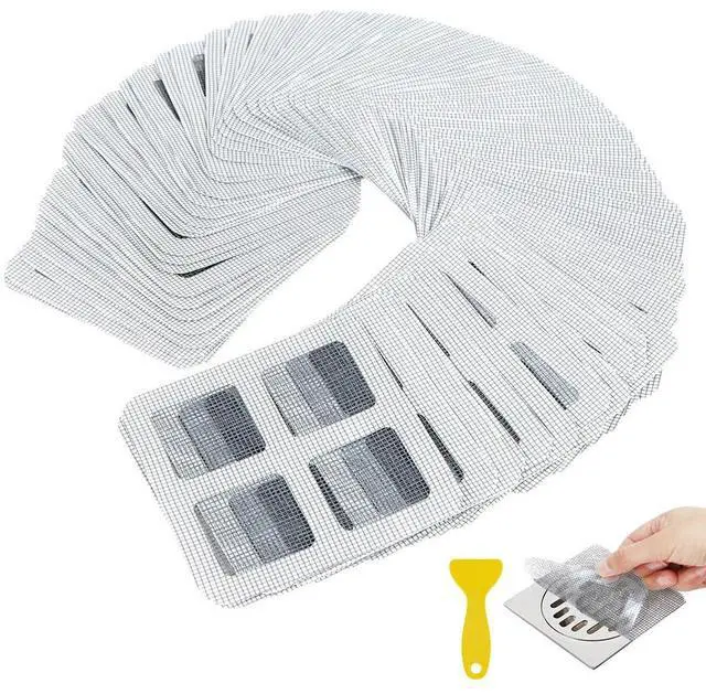 Main image of 80PCS 4"x4" Disposable Hair Drain Stickers, Anti-Blocking Filter Screen Self-Adhesive Mesh Drain Covers for Bathroom, Bathtub, Sink, Kitchen, Laundry Room, Shower