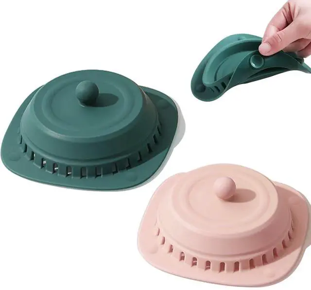 Main image of Silicone Sink Drain Strainers, 2 Pack Hair Catcher Shower Drain Cover Bathtub with Suction Cups for Kitchen Sink Bathroom Tub