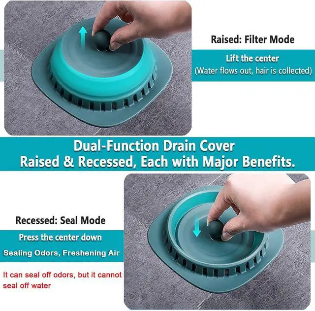 Alt view image 2 of 6 - Silicone Sink Drain Strainers, 2 Pack Hair Catcher Shower Drain Cover Bathtub with Suction Cups for Kitchen Sink Bathroom Tub
