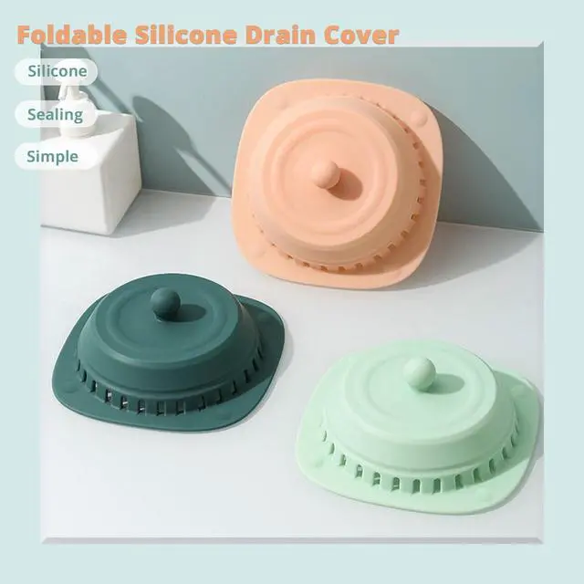 Alt view image 6 of 6 - Silicone Sink Drain Strainers, 2 Pack Hair Catcher Shower Drain Cover Bathtub with Suction Cups for Kitchen Sink Bathroom Tub