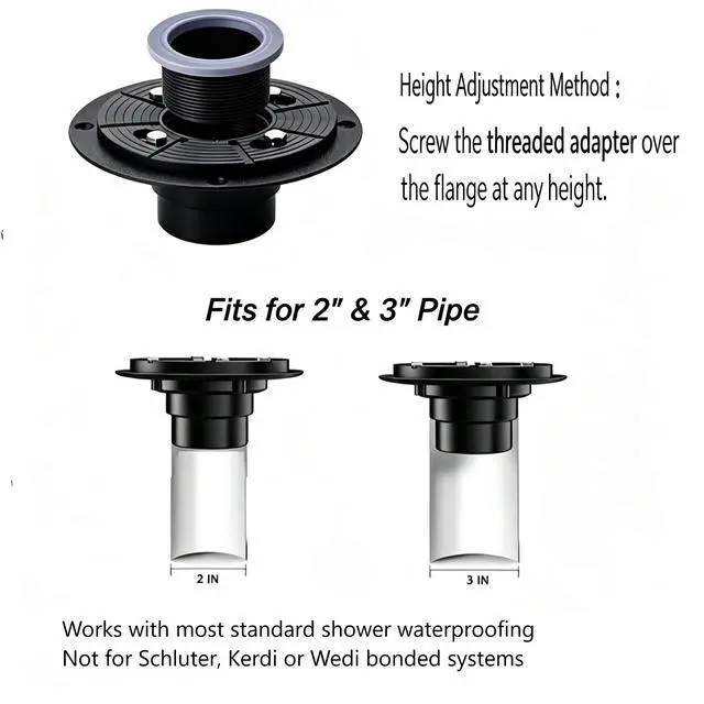 Alt view image 4 of 7 - 6 Inch Square Shower Floor Drain, Brushed Nickel SUS304 Steel, Removable Hair Catcher Grate with ABS Flange, High Flow Anti-Clog & Odor Prevention, Includes Cleaning Tweezer