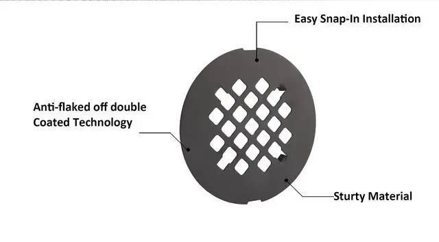Alt view image 3 of 6 - 4-1/4 OD Snap-in Shower Drain Cover, Round Shower Drain Strainer Grid, Replacement Cover, Designed for Long-Lasting