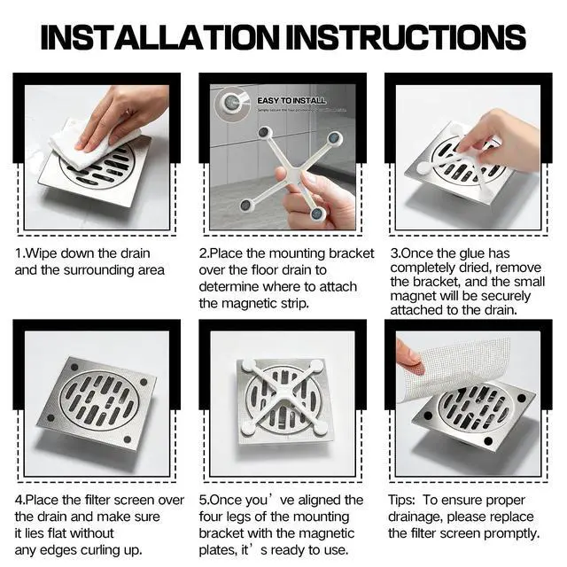 Alt view image 2 of 7 - 100PCS Shower Drain Hair Catcher, 4 Inch Floor Drain Mesh Sticker, Disposable Drain Covers Filter with Matching Floor Drain Sticker Bracket for Hair Blocking (White)