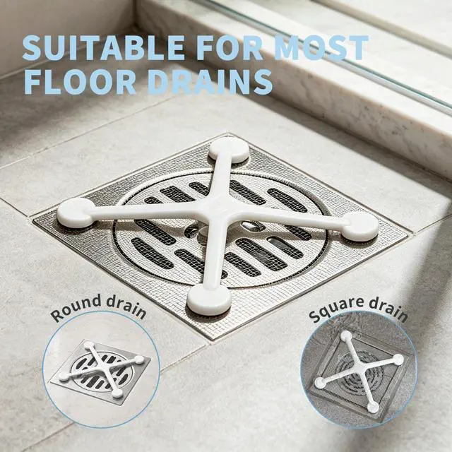 Alt view image 4 of 7 - 100PCS Shower Drain Hair Catcher, 4 Inch Floor Drain Mesh Sticker, Disposable Drain Covers Filter with Matching Floor Drain Sticker Bracket for Hair Blocking (White)