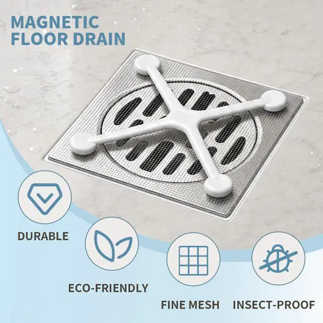 Alt view image 7 of 7 - 100PCS Shower Drain Hair Catcher, 4 Inch Floor Drain Mesh Sticker, Disposable Drain Covers Filter with Matching Floor Drain Sticker Bracket for Hair Blocking (White)