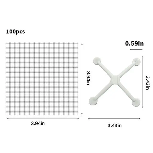 Alt view image 5 of 7 - 100PCS Shower Drain Hair Catcher, 4 Inch Floor Drain Mesh Sticker, Disposable Drain Covers Filter with Matching Floor Drain Sticker Bracket for Hair Blocking (White)