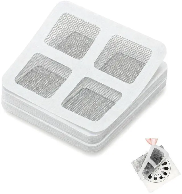 Main image of Disposable Shower Drain Hair Catcher, 30 Pack Peel-Stick Mesh, 3.94 Inch