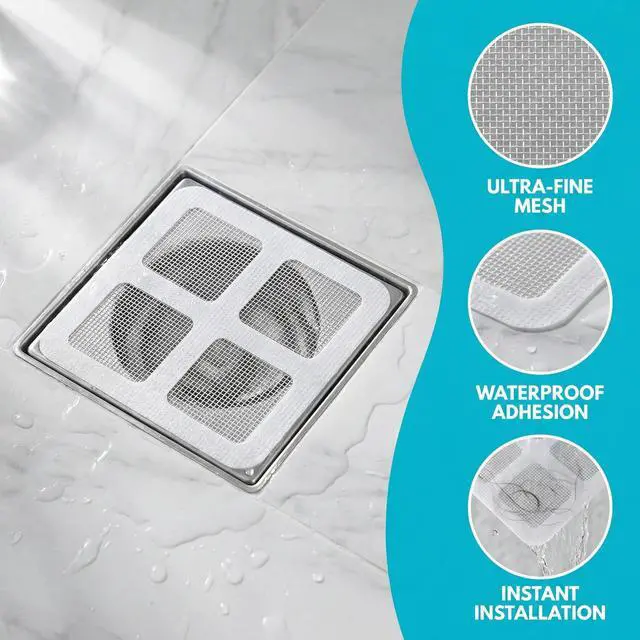 Alt view image 2 of 7 - Disposable Shower Drain Hair Catcher, 30 Pack Peel-Stick Mesh, 3.94 Inch