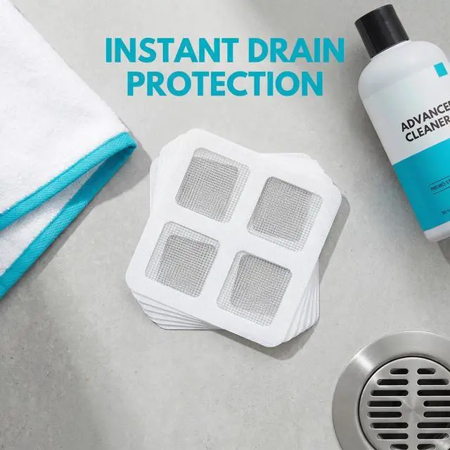 Alt view image 4 of 7 - Disposable Shower Drain Hair Catcher, 30 Pack Peel-Stick Mesh, 3.94 Inch