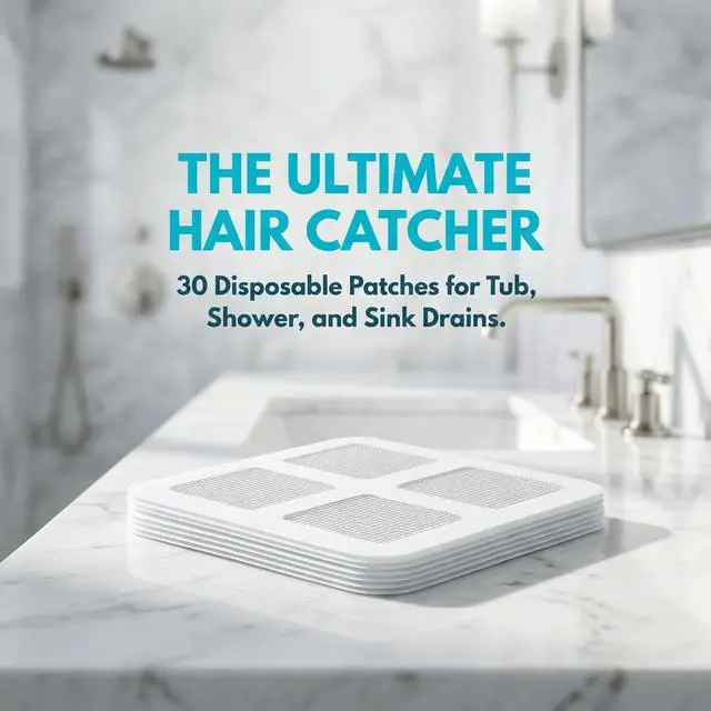 Alt view image 6 of 7 - Disposable Shower Drain Hair Catcher, 30 Pack Peel-Stick Mesh, 3.94 Inch