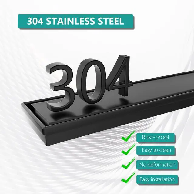 Alt view image 7 of 7 - 24 Inch Linear Shower Drain, Reversible Tile Insert, Matte Black