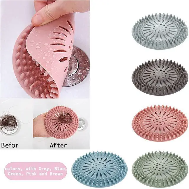 Alt view image 5 of 7 - Hair Catcher Rubber Stopper Shower Drain Covers for Bathroom, Bathtub, Handbasin, Tub, Kitchen, Sink, Strainer, Sewer, Plug, Filter, Trap, Home, Drain Protectors, Easy to Install and Clean 5 Pack