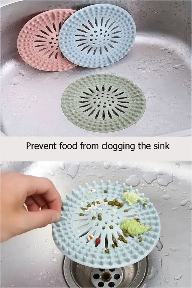 Alt view image 6 of 7 - Hair Catcher Rubber Stopper Shower Drain Covers for Bathroom, Bathtub, Handbasin, Tub, Kitchen, Sink, Strainer, Sewer, Plug, Filter, Trap, Home, Drain Protectors, Easy to Install and Clean 5 Pack