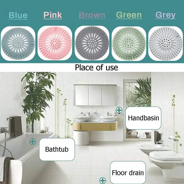 Alt view image 7 of 7 - Hair Catcher Rubber Stopper Shower Drain Covers for Bathroom, Bathtub, Handbasin, Tub, Kitchen, Sink, Strainer, Sewer, Plug, Filter, Trap, Home, Drain Protectors, Easy to Install and Clean 5 Pack