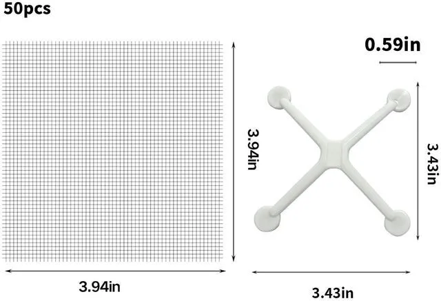Alt view image 5 of 7 - 50PCS Shower Drain Hair Catcher, 4 Inch Floor Drain Mesh Sticker, Disposable Drain Covers Filter with Matching Floor Drain Sticker Bracket for Hair Blocking (White)