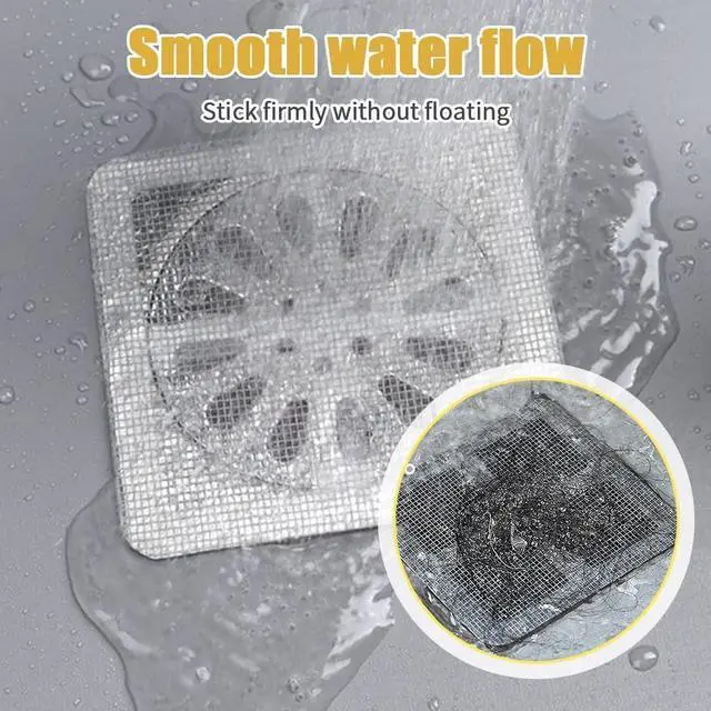 Alt view image 3 of 7 - Shower Drain Cover Hair Catcher - 50 Pcs Disposable Hair Drain Stickers Shower Drain Mesh Stickers, Bathroom, Laundry, Bathtub, Kitchen, Sink, for Human and pet Hair (50)