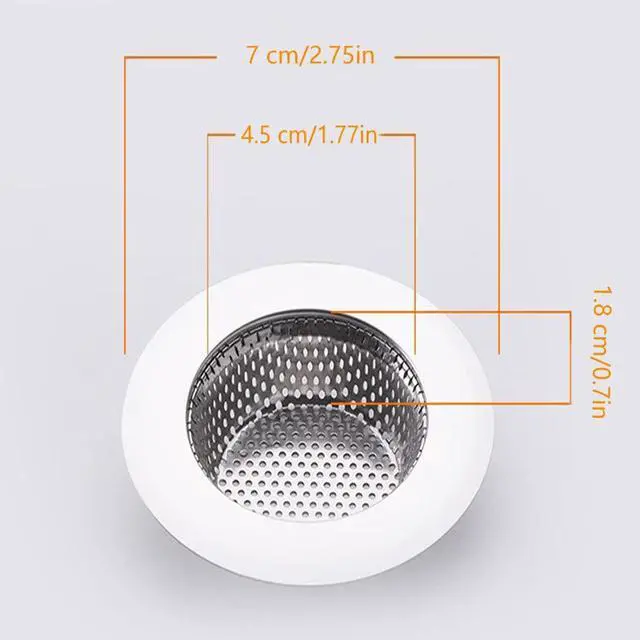 Alt view image 2 of 7 - Drain Hair Catcher,Drain Stoper,Shower Drain Cover for Bathtub, Kitchen Sink Strainer, Stainless Steel Bathroom Sink, Drain Stopper with (4 PCS,White,2.7 in)