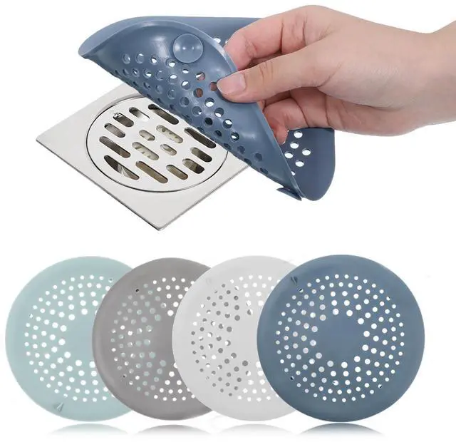 Main image of 4 Packs Round Hair Drain Catcher, Drain Cover with Suction Cups, Durable Shower Drain Hair Catcher for Bathroom, Bathtub, Kitchen, Easy to Clean