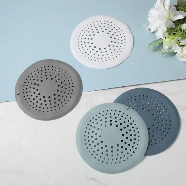 Alt view image 5 of 7 - 4 Packs Round Hair Drain Catcher, Drain Cover with Suction Cups, Durable Shower Drain Hair Catcher for Bathroom, Bathtub, Kitchen, Easy to Clean