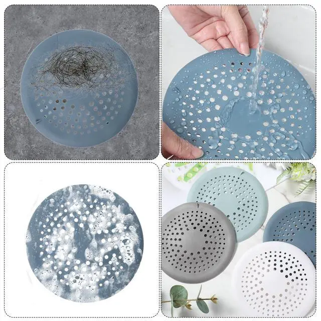 Alt view image 6 of 7 - 4 Packs Round Hair Drain Catcher, Drain Cover with Suction Cups, Durable Shower Drain Hair Catcher for Bathroom, Bathtub, Kitchen, Easy to Clean