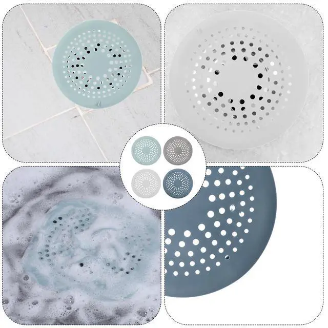 Alt view image 3 of 7 - 4 Packs Round Hair Drain Catcher, Drain Cover with Suction Cups, Durable Shower Drain Hair Catcher for Bathroom, Bathtub, Kitchen, Easy to Clean