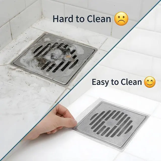Alt view image 4 of 7 - 1 Pack 4 Inch x 33 Ft Disposable Linear Shower Drain Hair Catcher Disposable Shower Drain Screen Self-Adhesive Cutable Mesh Shower-Drain Cover Stickers with Cleaning Shovel for Bathroom Kitchen Sink