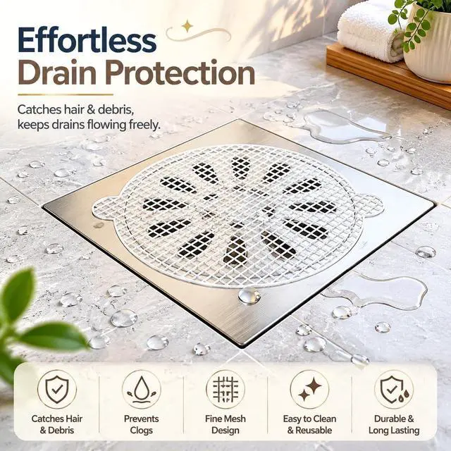 Alt view image 5 of 7 - 60PCS Disposable Drain Hair Catcher Shower Mesh Stickers- Prevent Clogs