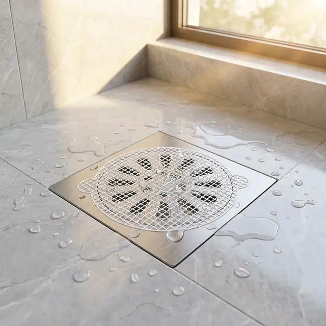 Alt view image 6 of 7 - 60PCS Disposable Drain Hair Catcher Shower Mesh Stickers- Prevent Clogs