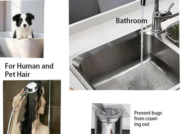 Alt view image 3 of 5 - 50 PCS Disposable Hair Catcher Shower Drain Cover Adhesive Mesh Stickers for Bathroom Bathtub Laundry Sink Kitchen Disposable Drain Covers Hair Trap Sticker for Human and Pet Hair