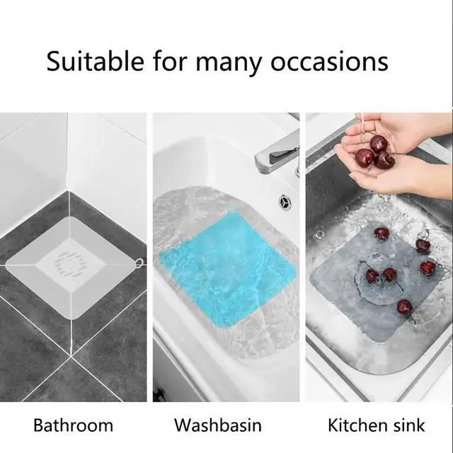 Alt view image 4 of 7 - Silicone Tub Stopper Floor Drain Cover, 2 Pieces Sewer Anti-Odor Mat Deodorizing Drain Plugs for Kitchen, Bathroom and Laundry(5x5 inch)