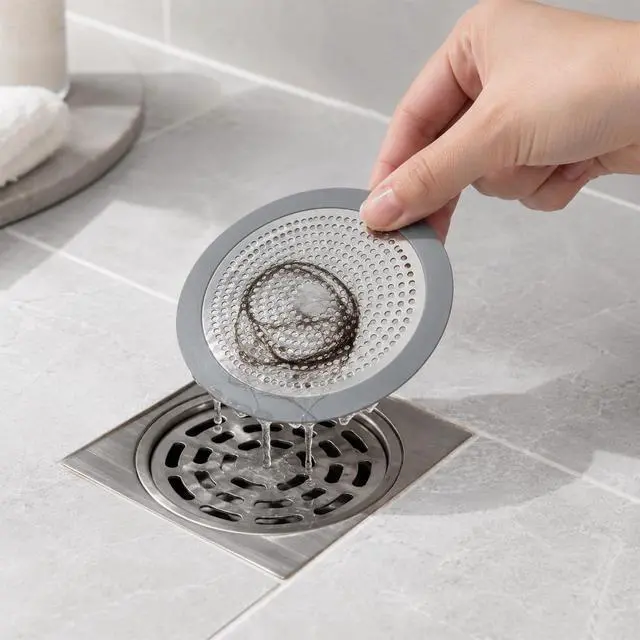 Alt view image 5 of 7 - 2PCS Shower Hair Drain Catcher, 5.7in and 3.5 in Wide Shower Drain Hair Catcher Stainless Steel Shower Drain Cover Fliter Bathroom Sink Hair Stopper for Showers Bathroom Pet Owners Homeowners