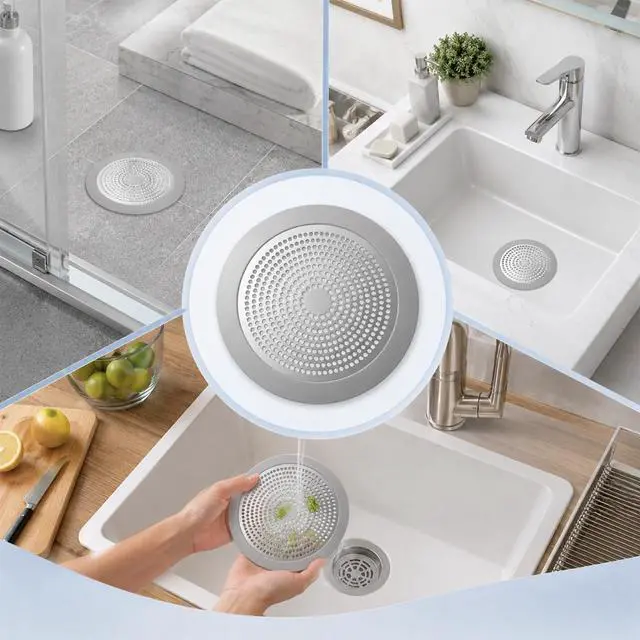 Alt view image 7 of 7 - 2PCS Shower Hair Drain Catcher, 5.7in and 3.5 in Wide Shower Drain Hair Catcher Stainless Steel Shower Drain Cover Fliter Bathroom Sink Hair Stopper for Showers Bathroom Pet Owners Homeowners