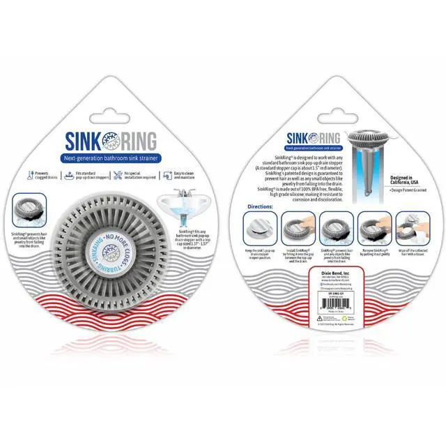Alt view image 6 of 6 - Bathroom Sink Drain Protector & Strainer for Pop-Up Stoppers, Gray