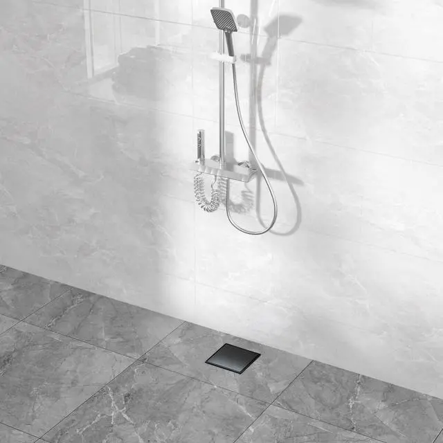 Alt view image 3 of 7 - Linear Shower Drain - 6 Inch Matte Black, with Tile Insert Panels