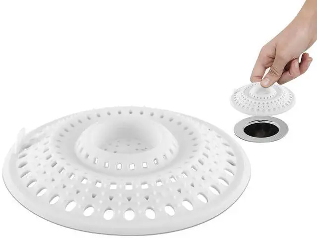 Main image of Self-Sealing Hair Catcher for Multiple Drain Sizes, White (1 Pack)