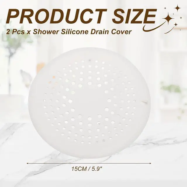 Alt view image 2 of 7 - Pcs Shower Silicone Drain Cover, 5.9 Inch Shower Hair Catcher Drain Cover for Shower Room Bathtubs Kitchen Sink Laundry Room, White(Round)