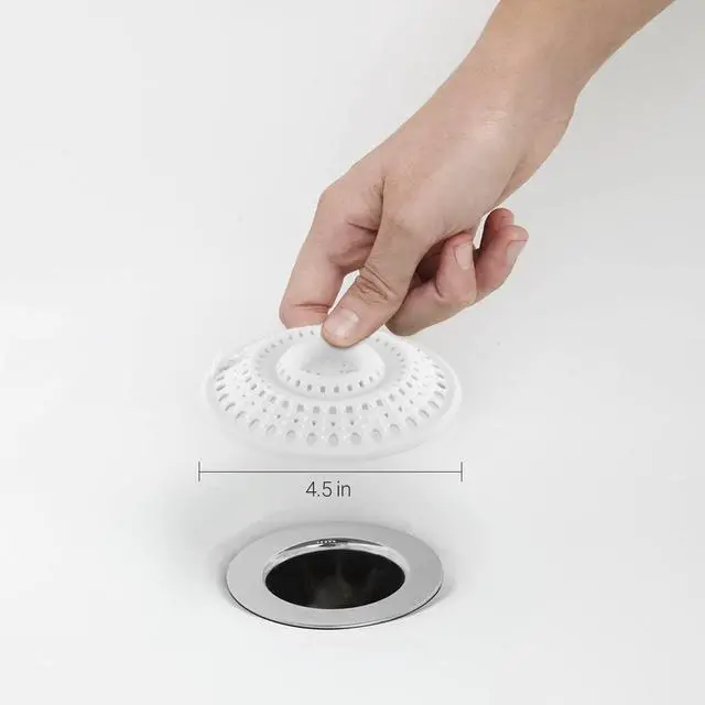 Alt view image 2 of 7 - Self-Sealing Hair Catcher for Multiple Drain Sizes, White (1 Pack)
