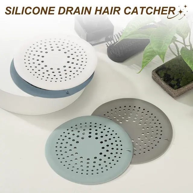 Alt view image 5 of 7 - Pcs Shower Silicone Drain Cover, 5.9 Inch Shower Hair Catcher Drain Cover for Shower Room Bathtubs Kitchen Sink Laundry Room, White(Round)